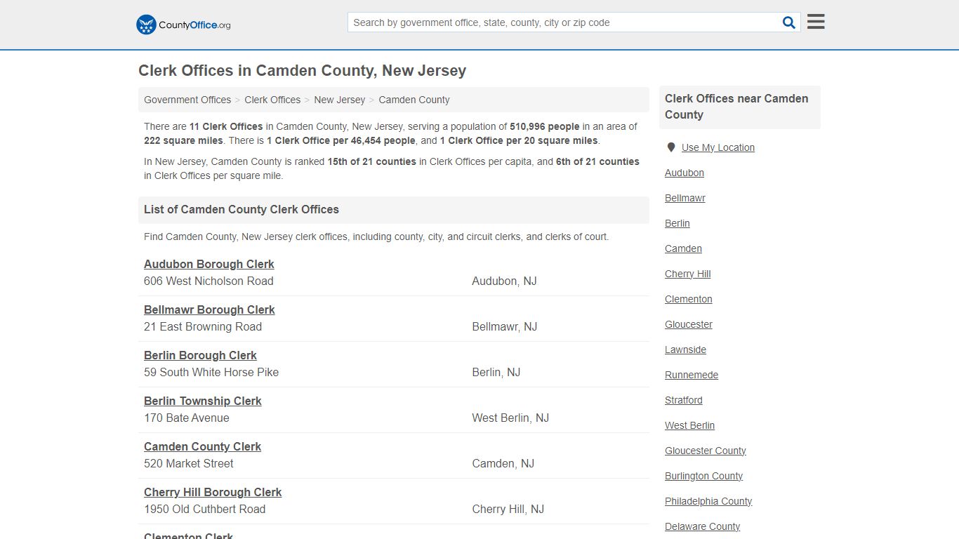 Clerk Offices - Camden County, NJ (County & Court Records)